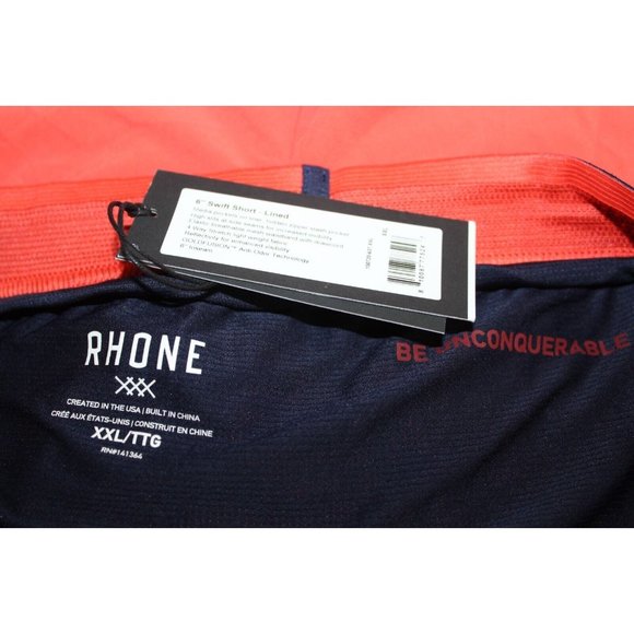 NWT Rhone Mens Orange Blue Lined 6'' Swift Shorts‎ Gym Running XXL - Picture 5 of 5